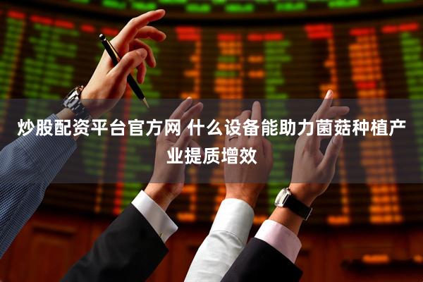 炒股配资平台官方网 什么设备能助力菌菇种植产业提质增效